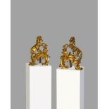 'THE ROTHSCHILD CHEVAUX MARINS CHENETS' A RARE PAIR OF LOUIS XV ORMOLU SEAHORSE CHENETS, CHEVAUX