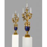 A PAIR OF FRENCH RESTAURATION ORMOLU AND SEVRES PORCELAIN VASES AFTER THE MODEL BY PIERRE GOUTHIERE,