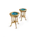 A PAIR OF FRENCH GILTWOOD AND CHINESE CLOISONNE ENAMEL TABLES LATE 19TH / EARLY 20TH CENTURY each