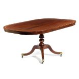 A GEORGE IV MAHOGANY BREAKFAST TABLE C.1825 the tilt-top with satinwood banding on a ring turned