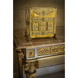 A SOUTH GERMAN GILT COPPER TABLE CABINET PROBABLY AUGSBURG, LATE 16TH CENTURY with engraved and