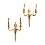 A PAIR OF ORMOLU WALL LIGHTS IN LOUIS XVI STYLE, LATE 19TH CENTURY the central flaming urns on