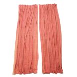 FIVE PAIRS OF BURNT ORANGE SILK CURTAINS LATE 20TH CENTURY interlined and with a box pleat and