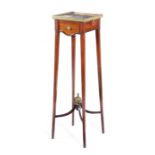 A FRENCH MAHOGANY URN STAND LATE 19TH / EARLY 20TH CENTURY with ormolu mounts, the violette marble