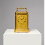 A FINE VICTORIAN GIANT GILT BRASS QUARTER STRIKING CARRIAGE CLOCK BY PAYNE & CO., MID-19TH CENTURY