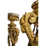 A RARE PAIR OF FRENCH ORMOLU AND MARBLE TORCHERES OR JARDINIERE STANDS IN LOUIS XVI STYLE, 19TH