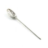 An 18th century silver mote spoon, maker's mark worn, circa 1720-50, the bowl pierced with scroll