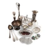 λA mixed lot of silver, various dates and makers, comprising: a Victorian nurse's buckle, by