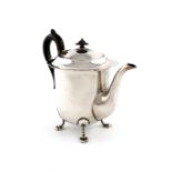 A silver coffee pot, by Goldsmiths & Silversmiths Co Ltd, Sheffield 1916, circular form, wavy edge