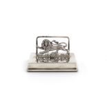 A Regimental silver menu card holder, The Kings Own Royal Regiment (Lancaster), by The Goldsmiths