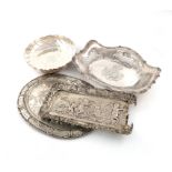 A small mixed lot of French silver dishes, comprising: a strawberry dish of fluted circular form,