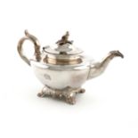 λA Victorian silver tea pot, by Joseph Angell I & John Angell I, London 1839, tapering circular