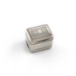 A George III silver nutmeg grater, probably by John Death, London 1805, rectangular form, the