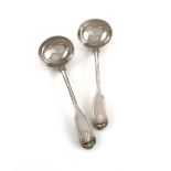 A pair of Victorian silver Fiddle, Thread and Shell pattern sauce ladles, by Robert Wallis, London