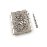 A late-Victorian silver card case / aide memoire, by H. Matthews, Birmingham 1899, rectangular form,