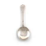 A commonwealth Scottish silver Incense spoon, unmarked, circa 1655, the shaped oval bowl with