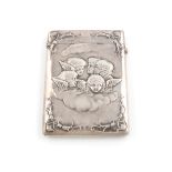 A late-Victorian silver card case, by H. Matthews, Birmingham 1899, rectangular form, embossed