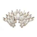 A set of eighteen French 19th century silver teaspoons, by Hènin Freres, circa 1870, stylised Queens