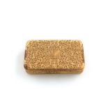 A George III 18 carat gold snuff box, by Alexander J Strachan, London 1807, rectangular form, chased