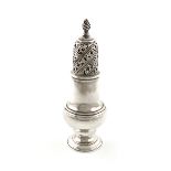 A George III silver sugar caster, by John Delmester, London 1760, baluster form, the pull-off