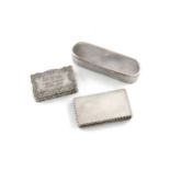 A small collection of three antique silver snuff boxes, comprising: a George IV one, by Charles