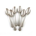A Victorian silver matched set of six Old English pattern dessert spoons, two by William