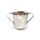 A George III provincial silver two-handled porringer, by John Langlands, Newcastle 1757, tapering