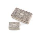 A 19th century Chinese silver snuff box, by Cutshing, rectangular form, the hinged cover and base