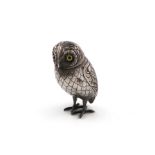 A late 19th / early 20th century Dutch Victorian novelty silver owl pepper pot, modelled in standing