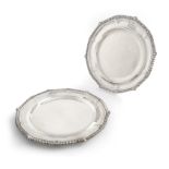 A pair of George III silver plates, by Paul Storr, London 1816, circular form, gadroon border,