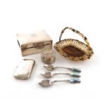 A mixed lot, comprising silver items: a Victorian dressing table pot, by Samuel Jacob, London