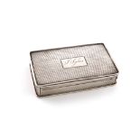 A William IV silver snuff box, by Nathaniel Mills, Birmingham 1831, rectangular form, engine-