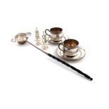 λA mixed lot of silver items: comprising: a French punch ladle, double-lipped bowl, twisted stem and