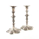 A pair of William IV silver candlesticks, by Waterhouse, Hodson & Co., Sheffield 1833, in the mid