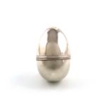 A George III silver egg nutmeg grater, by Samuel Meriton, London 1794, plain ovoid form, screw-off