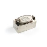 A George III silver travelling inkwell, by William Price, London 1819, rectangular form, with an