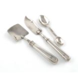 A small mixed lot of silver flatware, comprising: a Victorian double medicine spoon, by Henry
