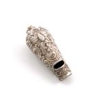 A Victorian novelty silver whistle vinaigrette, by George Unite, Birmingham 1875, tapering