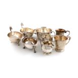 A mixed lot of silver items, various makers and dates, comprising: three various sauce boats, with