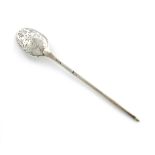 A mid 18th century silver mote spoon, maker's mark partially worn, T.?, London circa 1760, the