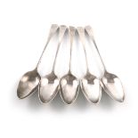 A set of five George III provincial regimental silver Old English pattern tablespoons, 15th (