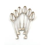 A set of six George III Scottish silver Fiddle pattern teaspoons, by Alexander Aitchison II,