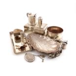 A mixed lot of silver items, various dates and makers, comprising: a Victorian mustard pot, by