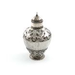 A Dutch silver tea caddy, possibly Haarlem, marks partially worn, possibly 1735 or 1742 , maker's