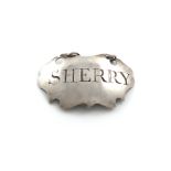 A George III silver wine label, maker's mark RR, unidentified, escutcheon form, incised 'SHERRY',