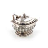 A George III silver mustard pot, by Emes and Barnard, London 1815, rounded rectangular form, part-