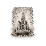 A Victorian silver 'castle-top' card case, the Scott Memorial and Burns Monument, Alloway, by