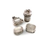 A collection of four 19th century silver vinaigrettes, comprising: one by Matthew Linwood,