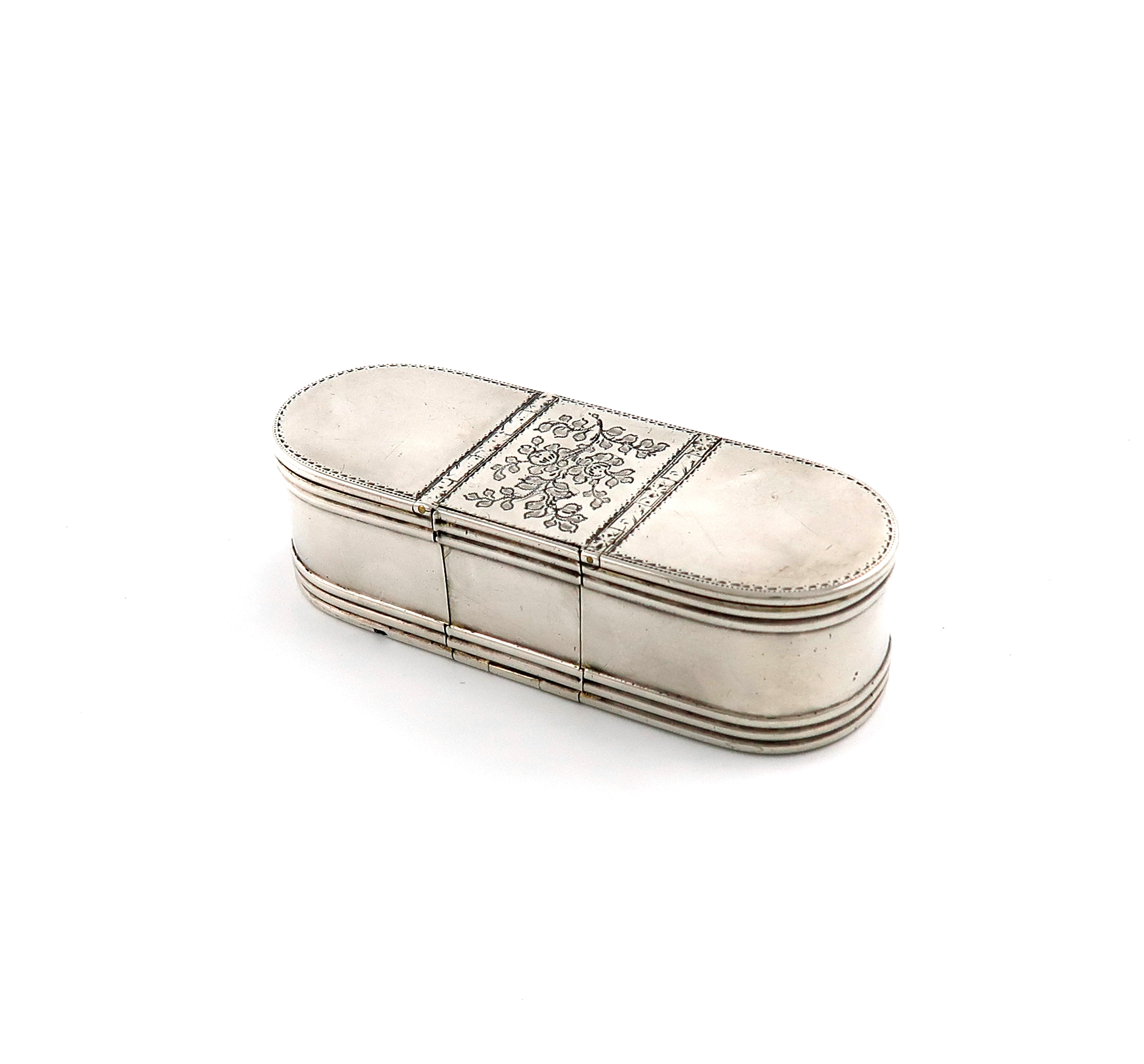 A George III silver triple snuff box, possibly by George Collins, London 1796, rounded rectangular