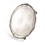 A silver salver, by Maxfield & Sons Ltd, Sheffield 1914, shaped circular form, gadrooned border,